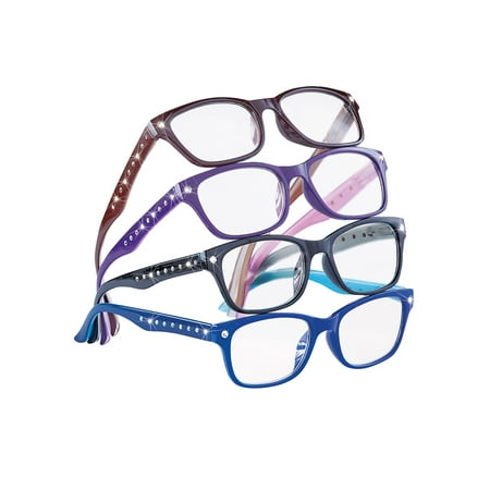 Cute Stylish Rhinestone Reading Glasses for Women, 4 ct., 3.5, (Best Reading Glasses Brand)