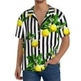 thumbnail image 3 of KLL Lemons on Striped Print Men's Shirt Short Sleeve Button Down Summer Cuba Beach Shirts- X-Large, 3 of 7