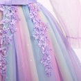 thumbnail image 7 of IBTOM CASTLE Girls Princess Long Sleeve Rainbow Party Tulle Dress 3D Flower Ruffle Mesh Dress Pageant Birthday Smocked Back Wedding Flower Girl Dress Purple, 7 of 7