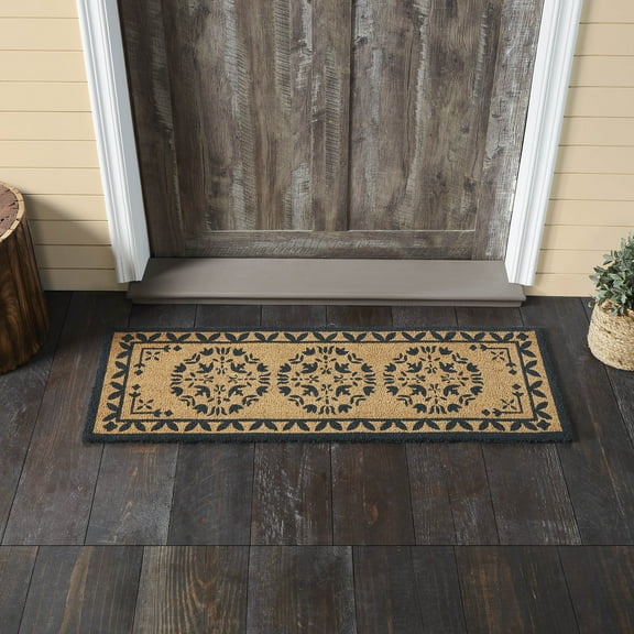 VHC Brands Charleston Mosaic Charcoal Coir Rug Rect 17x48