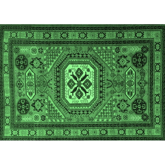 Ahgly Company Indoor Rectangle Persian Emerald Green Traditional Area Rugs, 6' x 9'