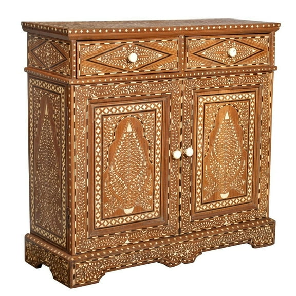 Bone Inlay Sideboard Teakwood, bone inlaid sideboard, bone inlaid cabinet