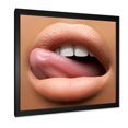 thumbnail image 2 of Designart 'Beautiful Dark Skinned Female Tongue Touching Lips' Modern Framed Art Print, 2 of 4
