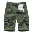 thumbnail image 2 of Work Pants for Men Construction Men Casual Button Zipper Solid Cargo Pants With Pocket Straight Button Zipper Shorts Mens Work Cargo Shorts Army Green 2XL, 2 of 3