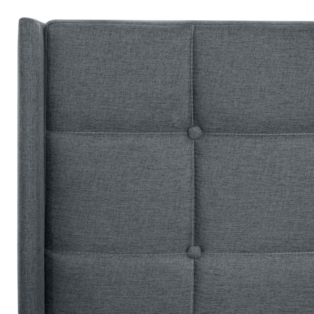 Tcbosik Upholstered Platform Bed Queen Size, Bed Frame with Button Tufted Headboard, Wood Slat Support, No Box Spring Needed (Linen Fabric, Dark Grey)