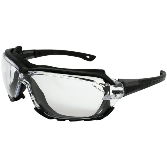 Birdz Eyewear Gasket Safety Padded Motorcycle Sport Sunglasses Black Frame with Clear Lens