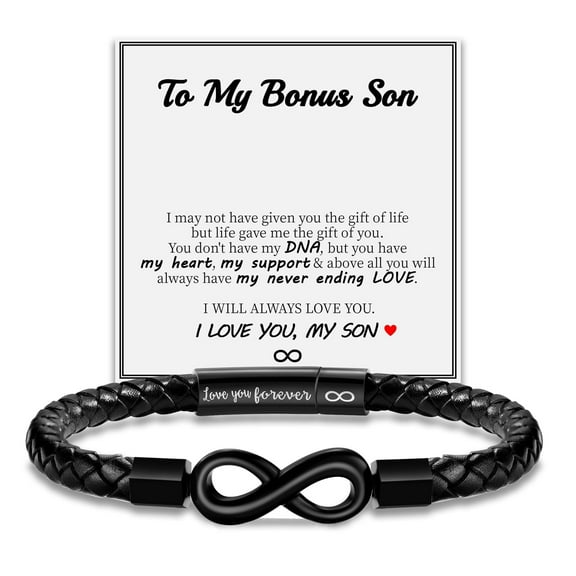 To My Bonus Son Bracelet, Gifts for Teens Boys Men Inspirational Bracelet for Birthday Confirmation Graduation Back to School Christmas Gifts