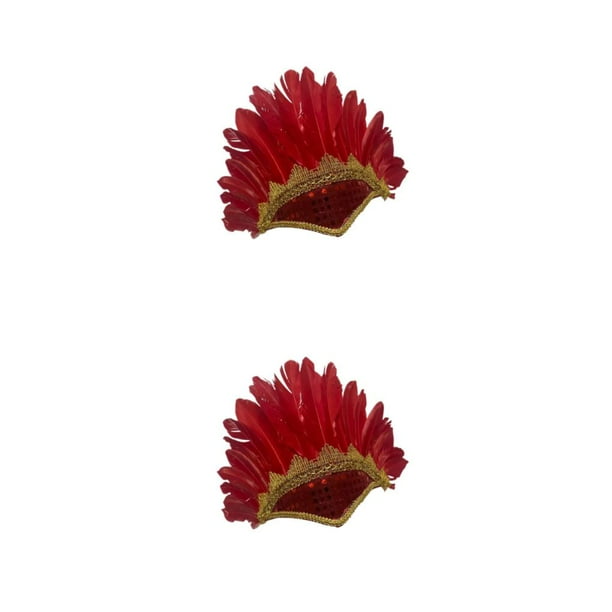 Advancent Large Feather Headdress Head Accessories Stage Fancy Cosplay Dress Rojo 50x23 cm 2Conjunto