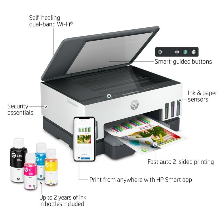 HP Smart Tank 7001 Wireless All-in-One Cartridge-free Color Tank Printer, up to 2 Years of Ink Included - Walmart.com