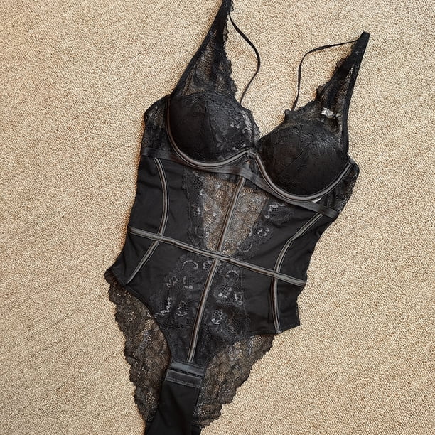 Mono moldeador de cuerpo microtranspirable con pecho pequeño y sujetador, ropa interior sexy de encaje para mujer