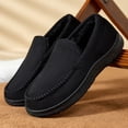 thumbnail image 3 of Men's Slip On Suede Flat Casual Shoes Winter Warm Fleece Lined Loafers Round Toe Platform Non Slip Walking Shoes Gray Size 9-9.5, 3 of 4