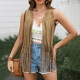 thumbnail image 2 of TAIAOJING Womens Tassel Sleeveless Vest 70s Hippie Faux Suede Fringe Jacket Cardigan Coats Costume, 2 of 6
