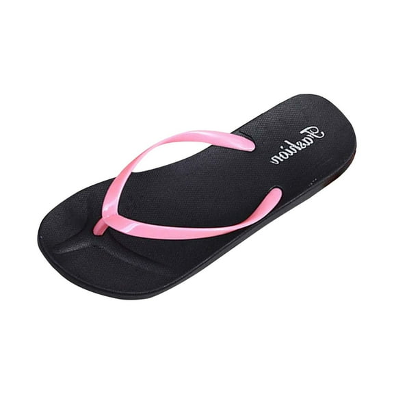 Xfvqtps Flip Flops for Womens Flat Non Slip Beach PVC Basic Thong Sandals Pink