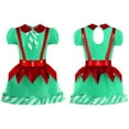 thumbnail image 6 of Haitryli Kids Girls Christmas Elf  Dress Puff Sleeve Tutu Dress Figure Skating Dance Leotard Green 14, 6 of 6