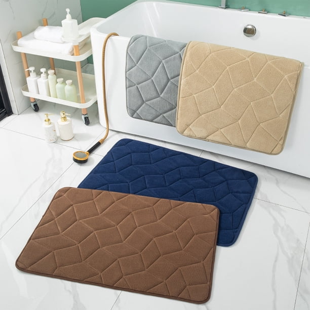 Tapete absorbente para baño | Alfombra antideslizante de espuma para entrada | Felpudo impermeable, lavable y de secado rápido | 40x60cm | Gris, café, caqui, azul | Baño interior exterior, pasillo