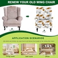 thumbnail image 4 of Wingback Chair Covers Pieces Stretch Printed Wing Back Chair Cover Sofa Slipcover Washable Wingback Armchair Slipcovers Furniture Protector with Elastic Bottom for Wingback Chairs, 4 of 7