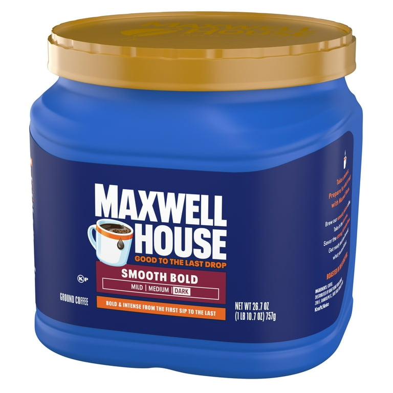 Maxwell House Smooth Bold Ground Coffee Canister 26.7 oz Dark