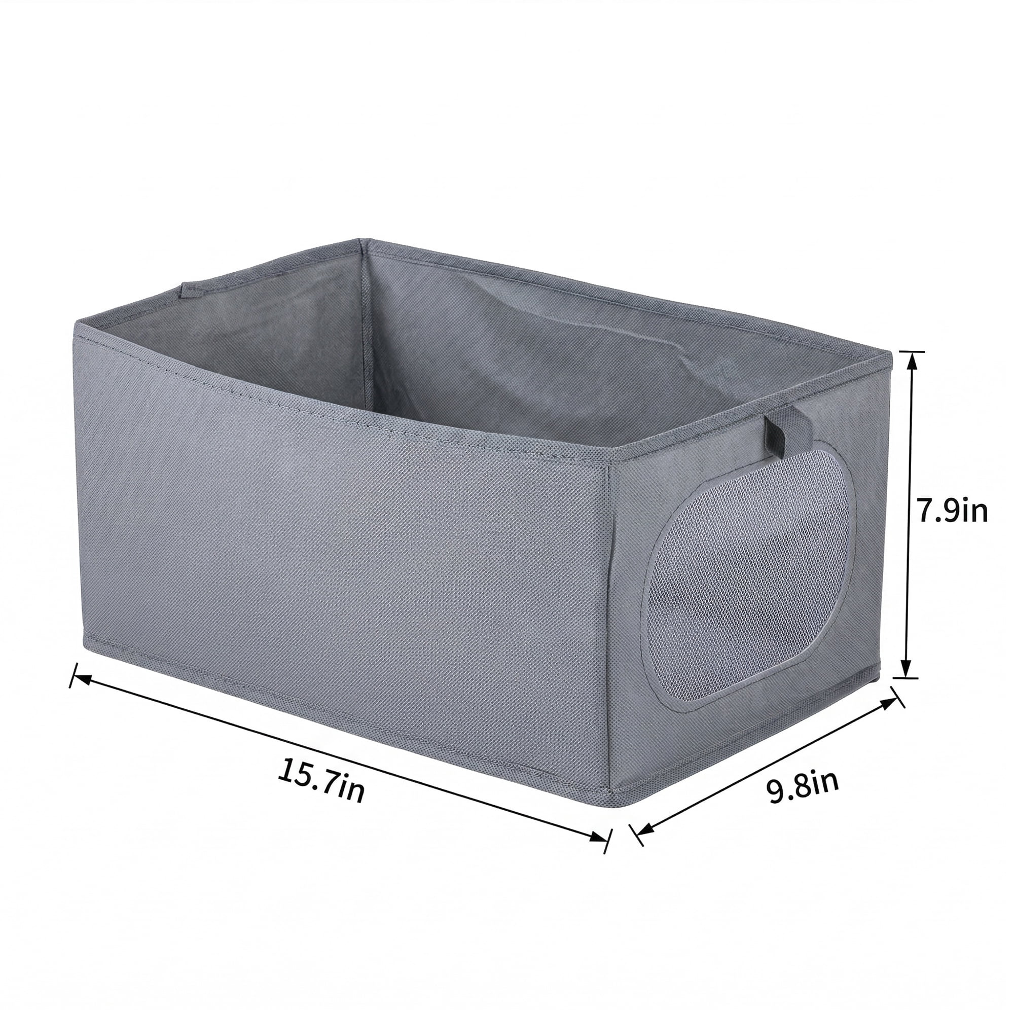 Unique Bargains Fabric Storage Bin With Bottom Dark Grey 15.7*9.8*7.9in