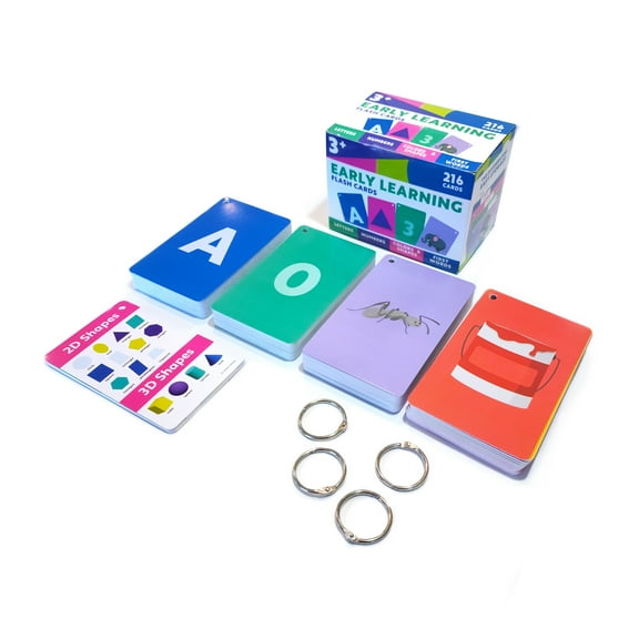 Carson Dellosa Early Learning Flash Card Box Set (216 cards, 4 book rings, 4 dividers) Grade PK-1