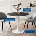 thumbnail image 5 of Modway Lippa 36" Round Artificial Marble Dining Table in White Black, 5 of 7