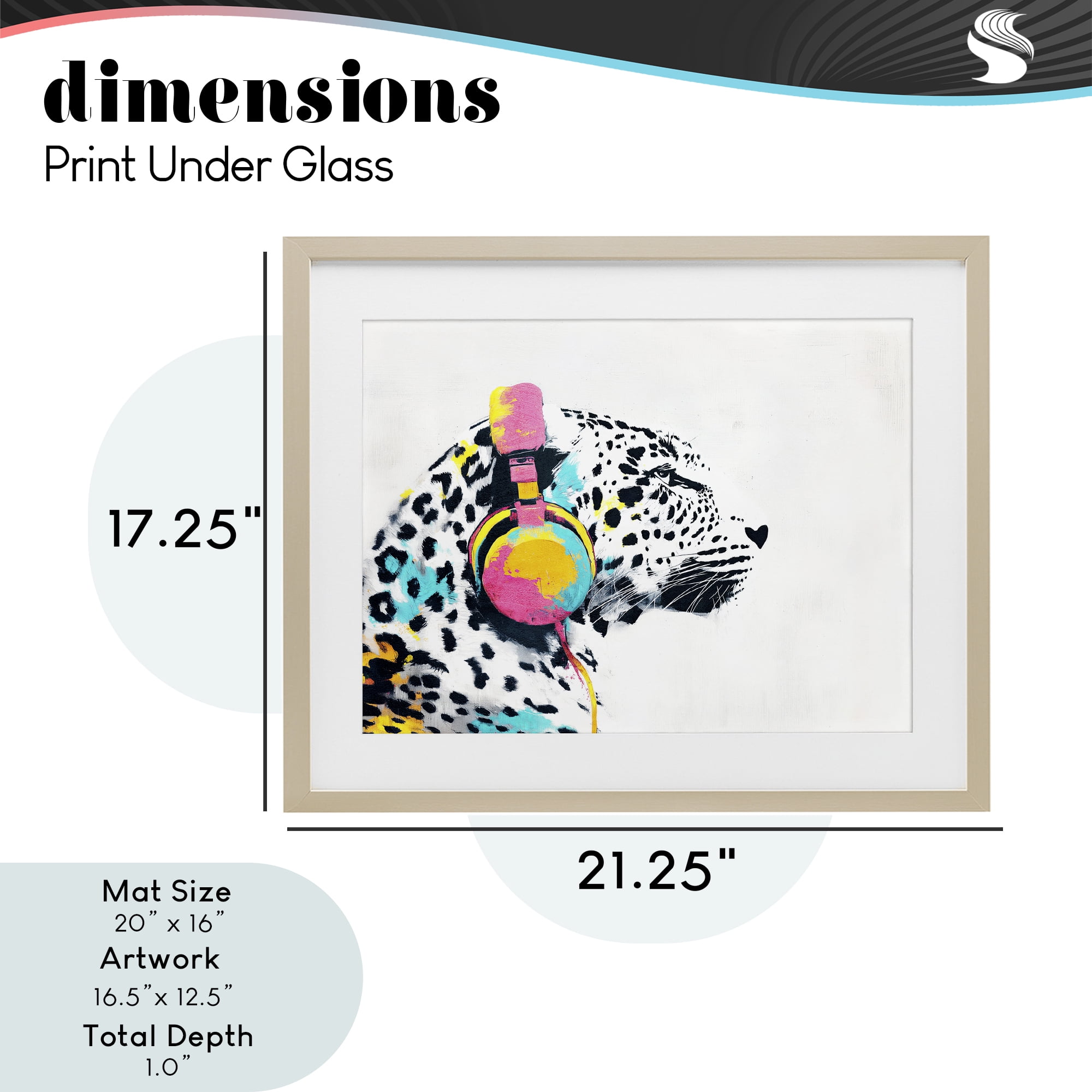 Stupell Industries Leopard On Air Headphones Birch Framed Print Under Glass, design by Svetlana Aleynikova