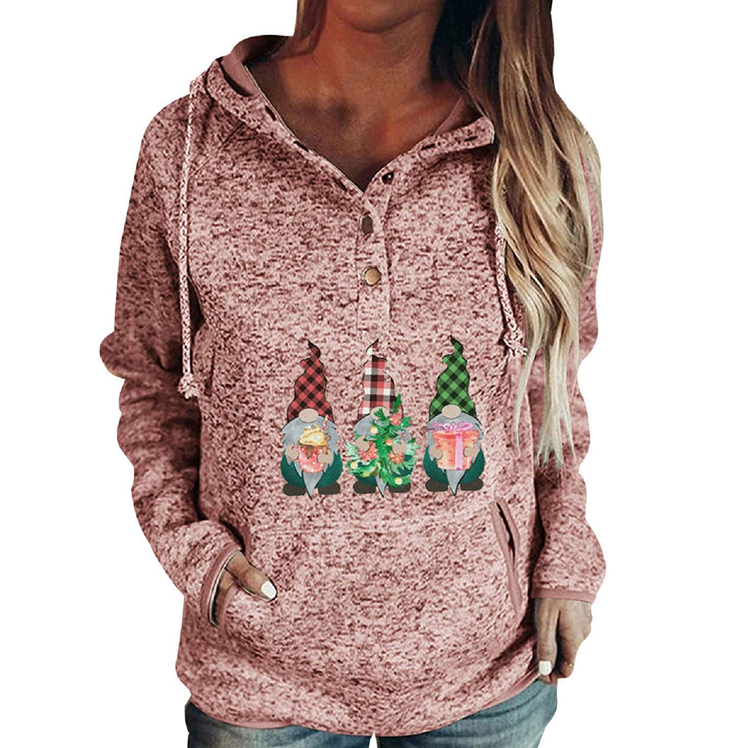 Christmas Women Pullover Hooded Pocket 