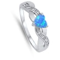 thumbnail image 4 of CHOOSE YOUR COLOR Heart Infinity Knot Blue Simulated Opal Promise Ring .925 Sterling Silver White CZ Female Size 11, 4 of 4