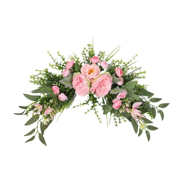 Arco de boda con flores, guirnalda de peonías, adorno de festival, guirnalda floral artificial decorativa para de puerta para sala de estar Rosa