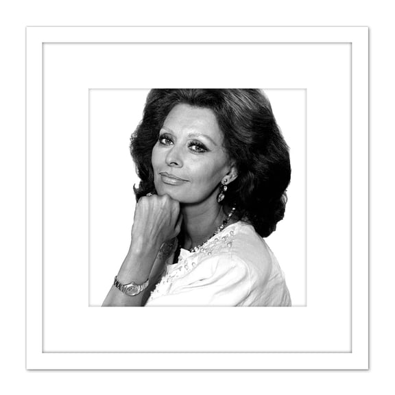 Warren Portrait Actress Sophia Loren Photo 8X8 Inch Square Wooden Framed Wall Art Print Picture with Mount