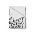 thumbnail image 2 of Fitness Soft Flannel Fleece Throw Blanket, Hand Drawn Sport and Fitness Elements Gymnastics Cartoon Style, Cozy Plush for Indoor and Outdoor Use, 50" x 60", Black and White, by Ambesonne, 2 of 6