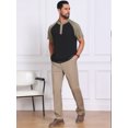 thumbnail image 2 of DARING DIVA Men's Raglan Henley Retro Short Sleeve Button Down T-Shirt M Black, 2 of 7