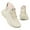 Beige, variant on Womens Sneakers Breathable Knitted Slip on Soft Sole Tennis Shoes Comfortable Lace up Antislip Solid Color Sneakers Pink Size 8.5