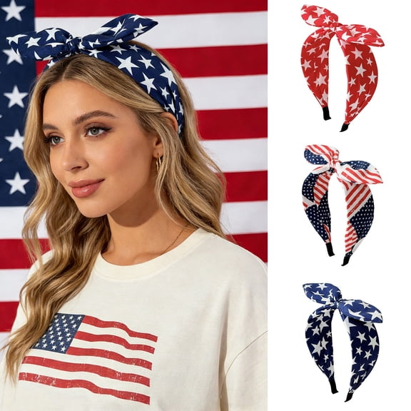 LSONABXA Blue Heardband for Women 4th Of July Bow Headband And Stripes Bunny Ear Headband Patriotic Holiday Dress Up Accessories For Women Women Headscarf for Women
