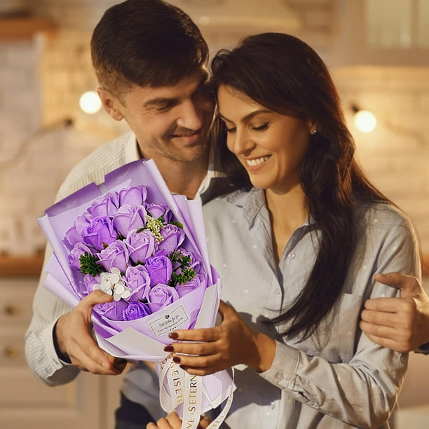 Ramo de jabón de 18 rosas, ramo eterno, caja de regalo, regalo de San Valentín, adecuado para esposa, día de San Valentín de la madre, día de la madre, aniversario, cumpleaños, rosa artificial