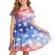 thumbnail image 2 of Odeerbi Niñas Día de La Independencia Vestido de Línea A Verano Patriótico Cuello Redondo Manga Corta Vestido Casual, 2 of 9