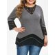 thumbnail image 1 of Contrast plus Cordón Tamaño túnica larga camiseta Rosegal Mangas largas de talla grande, 1 of 5