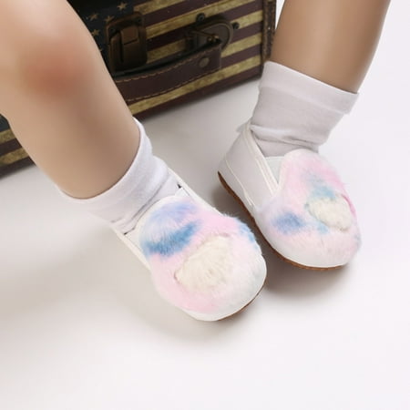 

Baby Girls Non-Slip Furry Shoes Soft First Walking Shoes Princess Shoes
