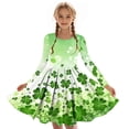 thumbnail image 4 of Atogsazn Kids Girls St. Patrick's Day Dress Childrens Casual Long Sleeve Ruffle Dresses A Lined Dress Outfit Beige 9-10 Years Fashion, 4 of 6
