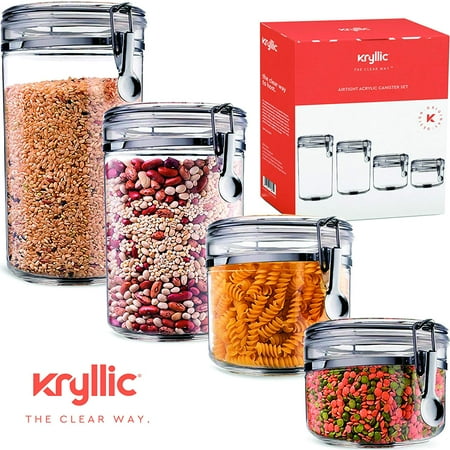 Food Storage containers canister set - Cereal Container Air Tight Canisters with lids for the dry flour coffee rice acrylic plastic clear glass airtight cannister sets for