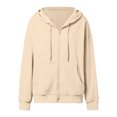 thumbnail image 5 of Women's Oversized Zip Up Hoodie Sweatshirt Casual Long Sleeve Loose Fit Pullover Streetwear Cozy Fleece Outwear Plus Size Drop Shoulder Kangaroo Pocket Winter Fall, 5 of 8