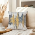 thumbnail image 3 of Ethan Taylor Abstract Throw Pillow Soft Cushion Cover 'Color Burst Paint Brush Strokes Modern' Transitional Pattern Decorative Square Accent Pillow Case, 16x16 Inches, Gold, Gray, 3 of 5