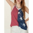 thumbnail image 6 of Bslissey Women's 4th of July Tank Tops American Flag Stripe Star Print Sleeveless Vest Ladies Loose Casual U-neck Camisole for Independence Day, 6 of 8