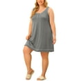 thumbnail image 4 of Agnes Orinda Women's Plus Size Nightgown Sleeveless Round Neck Lounge PJs Sleep Dress 1X Gray, 4 of 7