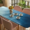thumbnail image 3 of Blue Ombre Table Cloths for 8 Foot Rectangle Tables, Coastal Beach Modern Abstract Art Patio Waterproof Elastic Fitted Tablecloths, Washable Rectangular Table Cover for Camping, 3 of 8