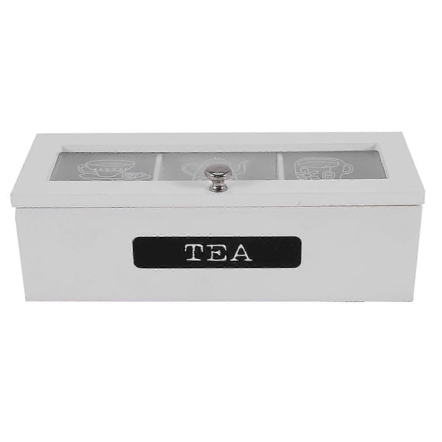 Caja de almacenamiento para bolsitas de té con sistema de bambú de 3 compartimentos, organizador de joyas, caja de té, organizador de azúcar de madera