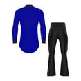 thumbnail image 2 of Kaerm Men's Ballroom Latin Dance Outfit Rhinestones Bodysuit with Flared Pants Blue&Black M, 2 of 7