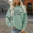 thumbnail image 4 of Easily Distracted By Books Sweatshirts for Women Long Sleeve Crewneck Book Lovers Reading Sweatshirt Pullover Tops, 4 of 5