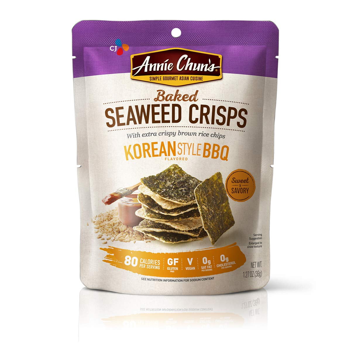 Annie Chuns Baked Seaweed Crisps, Korean BBQ Flavor, 1.27ounce (10