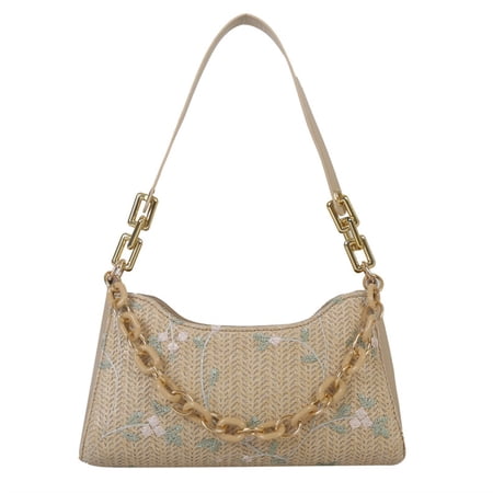 Women'S Single Shoulder Bag, Ladies One Strap Shoulder Bag, Women's Bag Portable Beach Bag Holiday Large Capacity Simple Woven Bag
