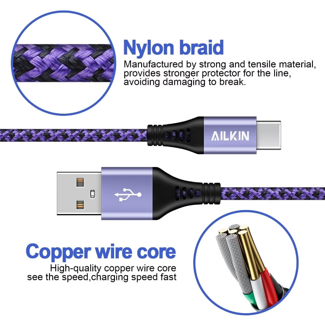 Type C Charger 10ft,USB Wall Charger Block Adapter,AILKIN 5V/1A/4Pack Plug Base Brick w USB Type C Charger Fast Charging Cable 6ft 10 feet Usb to Usb C Cord Phone Chargers for Android Phone